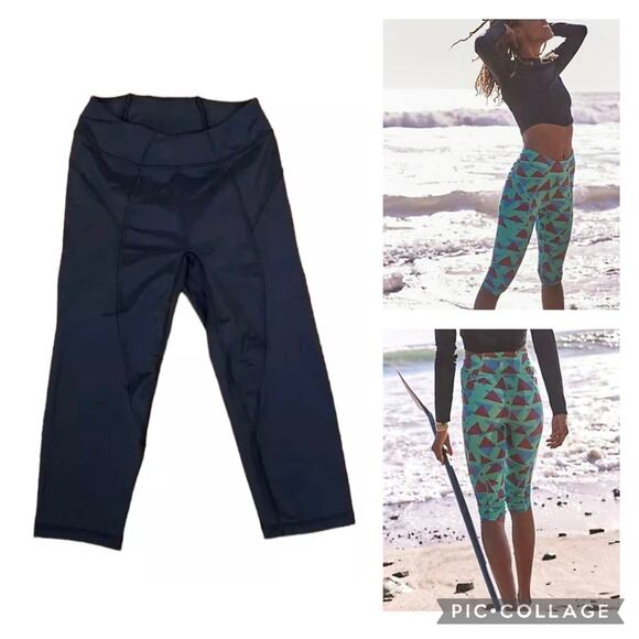 Free People Make Way Rasher Surf Capri Black Legging Rash Guard Swim Size Small - Picture 9 of 9